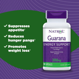 Natrol, Guarana, 200 MG, 90 Capsules