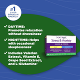 Natrol, Stress & Anxiety Day & Nite Formulas, 10+10 Tablets