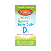 Carlson, Baby's Plant-Based Super Daily D3, Baby Vegetarian Liquid Vitamin D Drops, 90 Drops