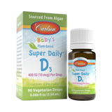 Carlson, Baby's Plant-Based Super Daily D3, Baby Vegetarian Liquid Vitamin D Drops, 90 Drops