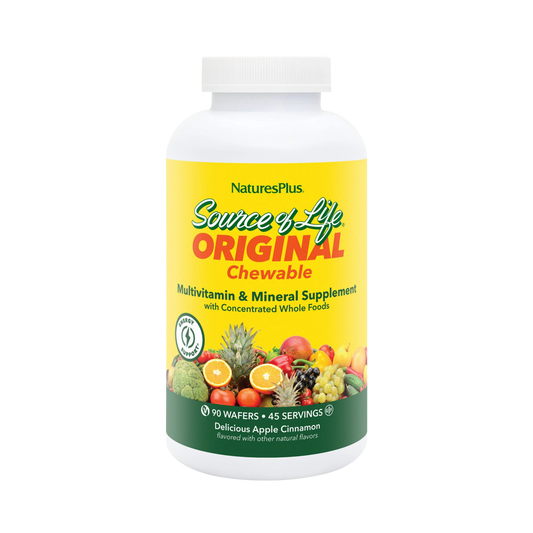 NaturesPlus, Source of Life, Adult's Chewable Multi-Vitamin & Mineral Supplement, Delicious Apple Cinnamon, 90 Wafers