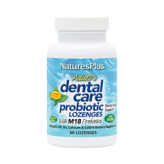 NaturesPlus, Adult's Dental Care Probiotic Lozenges, Peppermint, 60 Lozenges