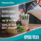 NaturesPlus, Simply Natural SPIRU-TEIN Shake, Unsweetened Chocolate, 0.82 Lb