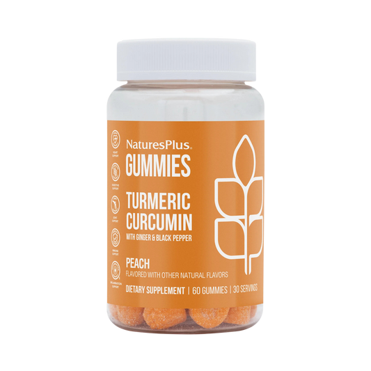 NaturesPlus, Turmeric Curcumin With Ginger & Black Pepper, Peach, 60 Gummies
