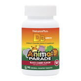 NaturesPlus, Animal Parade, Vitamin D3, Sugar Free, Black Cherry, 12.5 Mcg, 90 Animal-Shaped Tablets