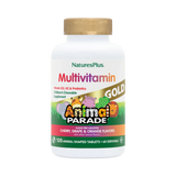 NaturesPlus, Animal Parade Gold, Children's Chewable Multivitamin Supplement, Cherry, Grape & Orange, 120 Animal-Shaped Tablets