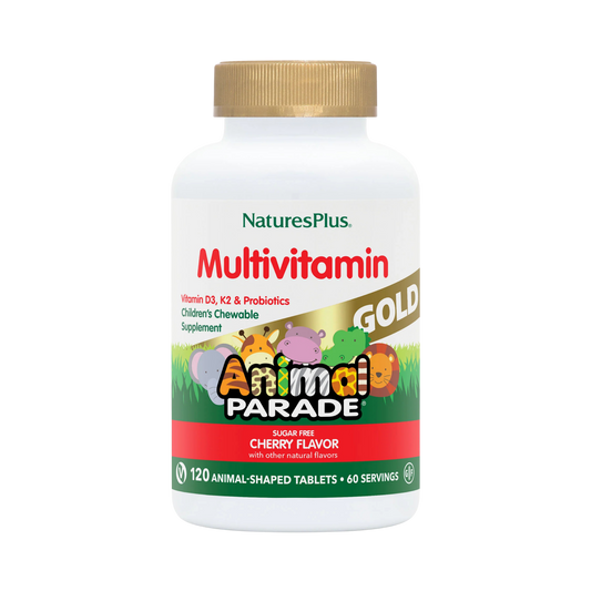 NaturesPlus, Animal Parade Gold, Children's Chewable Supplement, Cherry, 120 Animal-Shaped Tablets