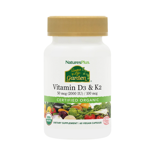 NaturesPlus, Source of Life Garden, Vit D3 & K2, 60 Vegan Capsules