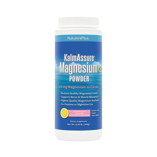 NaturesPlus, Kalmassure Magnesium Powder, Refreshing Pink Lemonade, 0.9 Lb