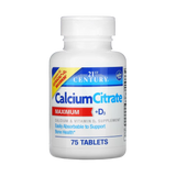 21st Century, Calcium Citrate + D3 Maximum, 75 Tablets