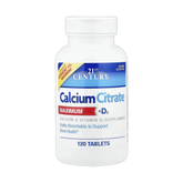 21st Century, Calcium Citrate Maximum + D3, 120 Tablets