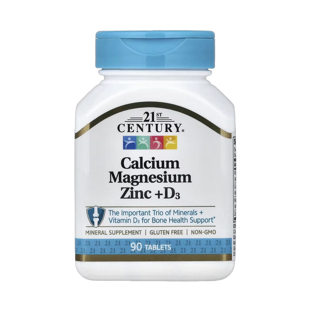 21st Century, Calcium Magnesium Zinc + D3, 90 Tablets