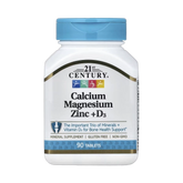 21st Century, Calcium Magnesium Zinc + D3, 90 Tablets