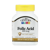 21st Century, Folic Acid, 400 mcg, 250 Easy to Swallow Tablets