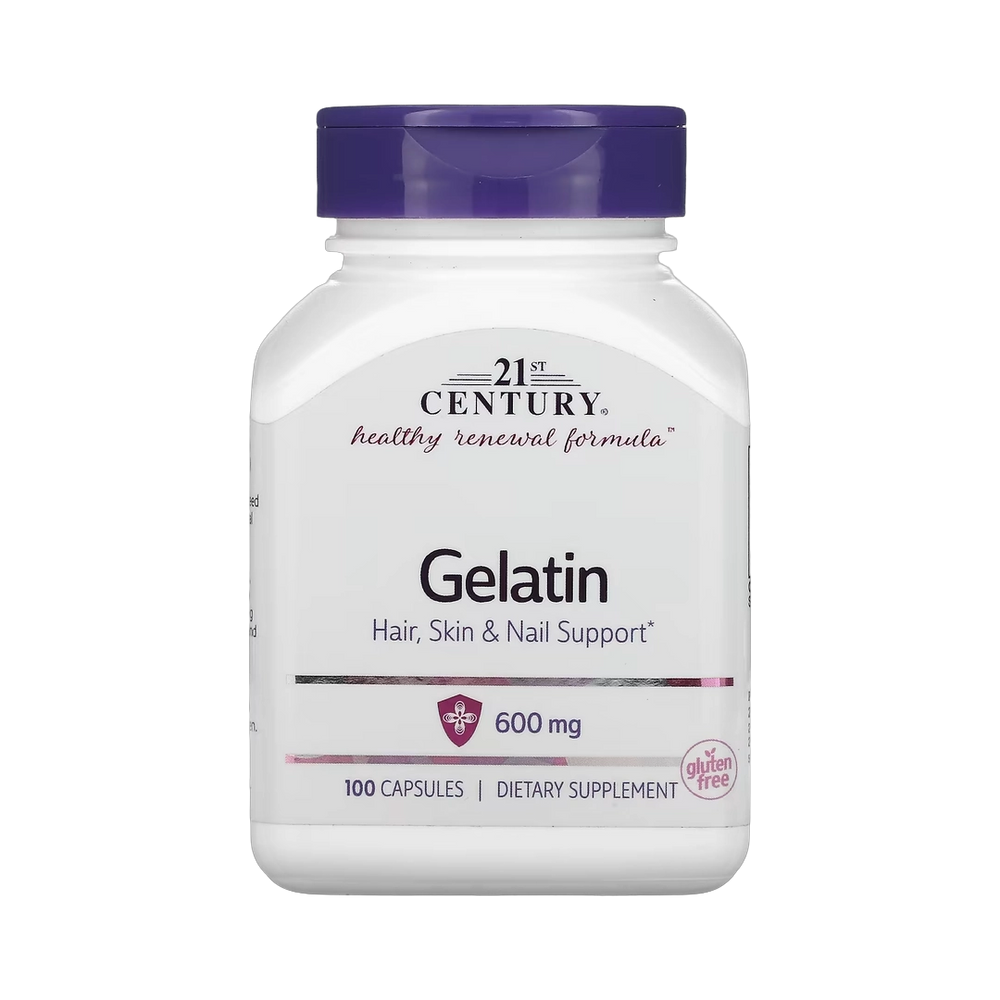 21st Century, Gelatin, 600 mg, 100 Capsules
