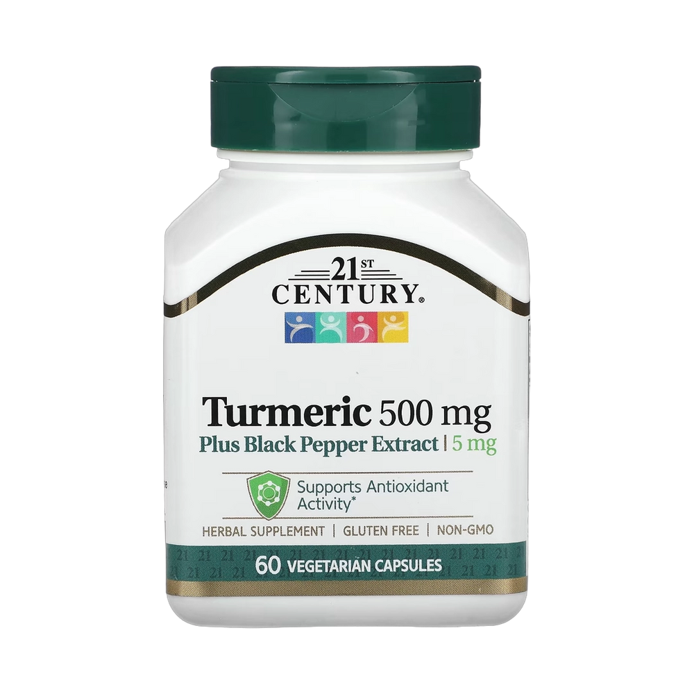 21st Century, Turmeric Plus Black Pepper Extract, 500 mg, 60 Vegetarian Capsules