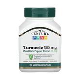 21st Century, Turmeric Plus Black Pepper Extract, 500 mg, 60 Vegetarian Capsules
