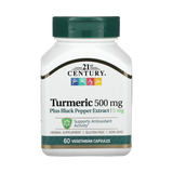 21st Century, Turmeric Plus Black Pepper Extract, 500 mg, 60 Vegetarian Capsules
