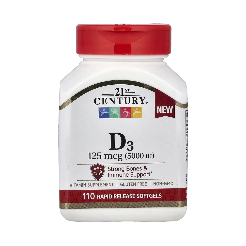 21st Century, Vitamin D3, 125 mcg (5,000 IU), 110 Rapid Release Softgels