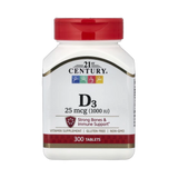 21st Century, Vitamin D3, 25 mcg (1,000 IU), 300 Tablets