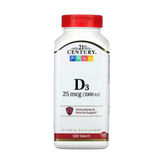 21st Century, Vitamin D3, 25 mcg (1,000 IU), 500 Tablets
