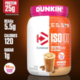 Dymatize, ISO100® Hydrolyzed, 100% Whey Protein Isolate, Dunkin’™ Cappuccino, 21.8 oz (610 g)