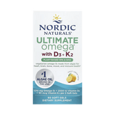 Nordic Naturals, Ultimate Omega®, Plant-Based With D3 + K2, Lemon, 60 Soft Gels