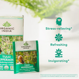 Organic India, Tulsi Tea, Peppermint, Caffeine Free, 18 Infusion Bags, 1.08 Oz