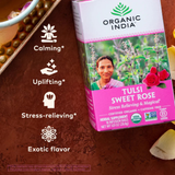 Organic India, Tulsi Tea, Sweet Rose, Caffeine Free, 18 Infusion Bags, 1.01 Oz