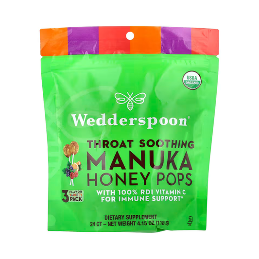 Wedderspoon, Throat Soothing Manuka Honey Pops, 3 Flavor Variety Pack, 24 Count, 4.15 oz, 118 g