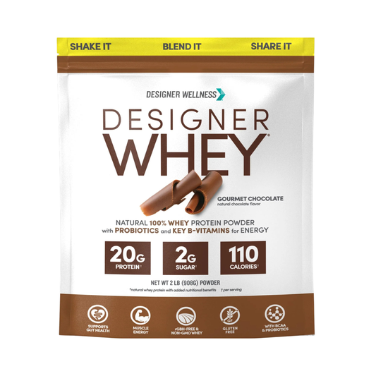 Designer Wellness, Designer Whey, 100% Whey Protein Powder with Probiotics, Gourmet Chocolate, 908 g