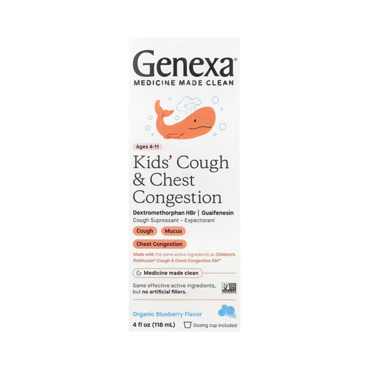 Genexa, Kid's Cough & Chest Congestion, Ages 4-11, Organic Blueberry, 4 fl oz, 118 ml
