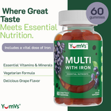 YumVs, Multi with Iron, Grape Flavor, 60 Gummies