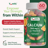 YumVs, Calcium with Vitamin D, Orange and Berry Flavor, 500 mg, 60 Gummies