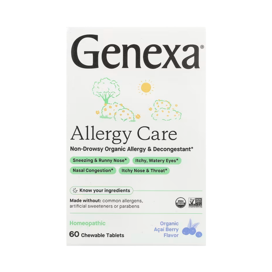 Genexa, Allergy Care, Non-Drowsy Organic Allergy & Decongestant, Organic Acai Berry , 60 Chewable Tablets