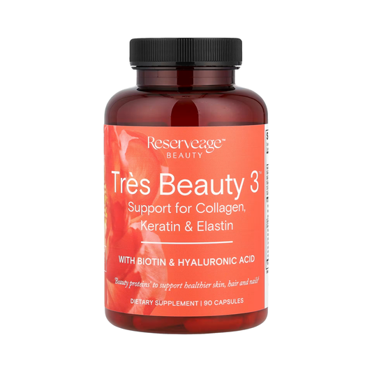 Reserveage Beauty, Tres Beauty 3 with Biotin & Hyaluronic Acid, 90 Capsules