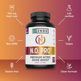 Zhou, N.O. Pro, Premium Nitric Oxide Boost, 120 Veggie Capsules