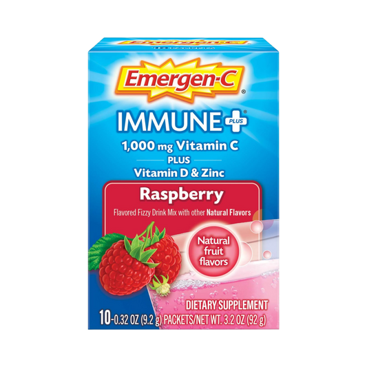 Emergen-C, Immune+ Vitamin C Powder, Raspberry Flavor, 1000 Mg, 10 Count