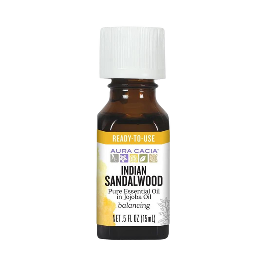 Aura Cacia, Essential Oil In Jojoba Oil, Indian Sandalwood, 0.5 Oz