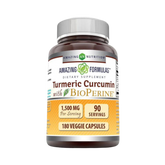 Amazing Formulas, Turmeric Curcumin & Ginger with BioPerine, 1500 Mg, 180 Veggie Capsules