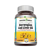 Amazing Omega, Norwegian Cod Liver Oil, Fresh lemon, 1250 Mg, 120 Softgels