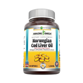 Amazing Omega, Norwegian Cod Liver Oil, Fresh Orange, 1250 Mg, 120 Softgels