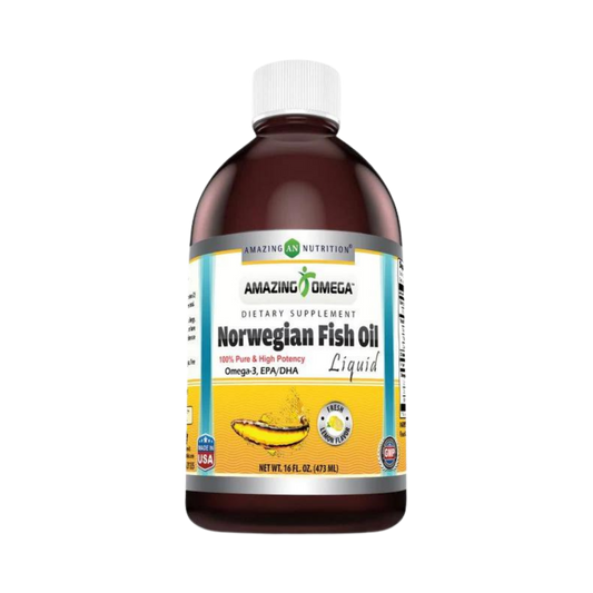 Amazing Omega, Norwegian Liquid Fish Oil, Lemon Flavor, 16 Oz