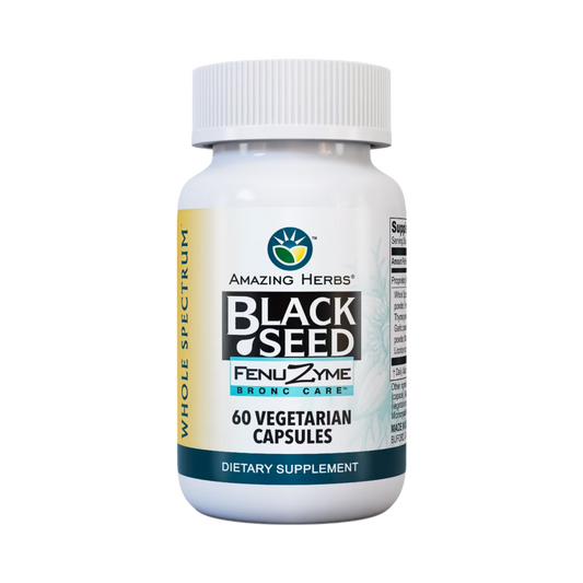 Amazing Herbs, Black Seed Fenuzyme Bronc Care, 60 Capsules