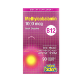 Natural Factors, B12, Methylcobalamin, 1,000 Mcg, 90 Chewable Tablets