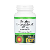 Natural Factors, Betaine Hydrochloride with Fenugreek, 500 Mg, 90 Vegetarian Capsules