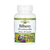 Natural Factors, Bilberry, 40 Mg, 60 Capsules
