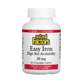 Natural Factors, Easy Iron, 20 Mg, 60 Chewable Tablets