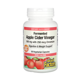 Natural Factors, Fermented Apple Cider Vinegar, 500 Mg, 90 Vegetarian Capsules