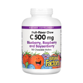 Natural Factors, Fruit-Flavor Chew Vitamin C, Blueberry, Raspberry and Boysenberry, 500 Mg, 180 Chewable Wafers